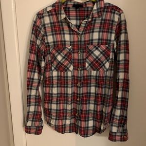 Topshop Plaid Buttondown Flannel Shirt 100% Cotton